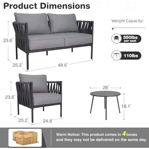 Contemporary 4-Piece Metal Patio Furniture Set